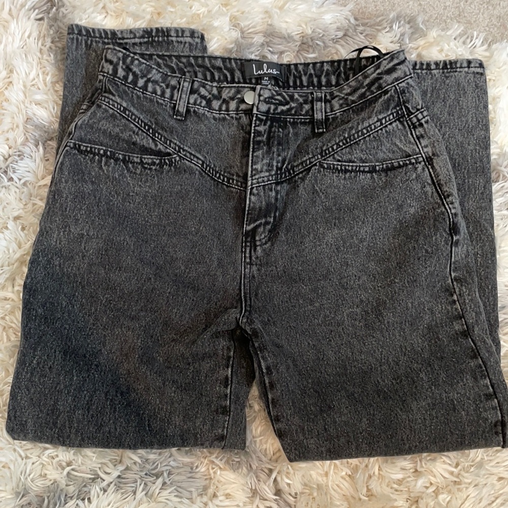 Lulus straight leg Mom jeans dark acid wash